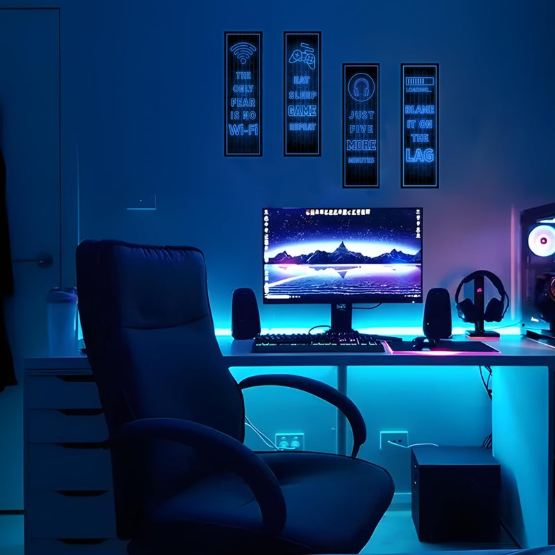 Robmoda Eat Sleep Game Wall Decals Glow in The Dark, Gamer Controller Stickers Decor for Boy Bedroom, Joystick Video Gaming Kids Playroom Nursery Decoration (Blue) - Image 4