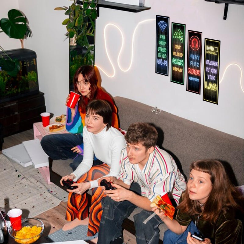 Robmoda Eat Sleep Game Wall Decals Glow in The Dark, Gamer Controller Stickers Decor for Boy Bedroom, Joystick Video Gaming Kids Playroom Nursery Decoration (Blue) - Image 5