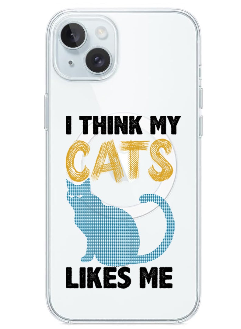 Theodor Magnetic Case for iPhone 15 6.1-inch Compatible with MagSafe Wireless Charging, Shockproof Phone Bumper Cover I think my cats like me black copy - Image 1