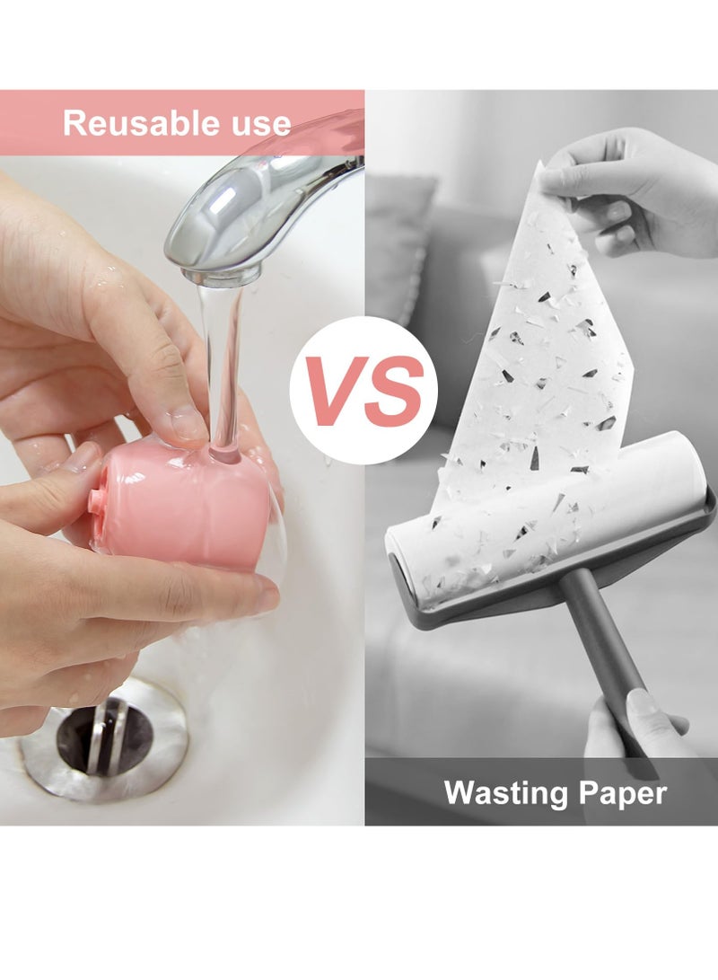 SYOSI Washable Pet Hair Remover Reusable Lint Roller Ball Travel Gel Pink - Image 5