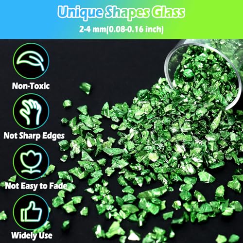 Matio 12 Colors Crushed Glass Irregular Glitter, 4.23oz/ 120g Crushed Broken Glass Sprinkle Chips for Resin Epoxy Jewelry DIY,Shattered Crystal Flakes Sequins for Nail Art Decor Phone Case Vase Filler - Image 3