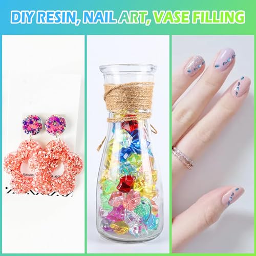 Matio 12 Colors Crushed Glass Irregular Glitter, 4.23oz/ 120g Crushed Broken Glass Sprinkle Chips for Resin Epoxy Jewelry DIY,Shattered Crystal Flakes Sequins for Nail Art Decor Phone Case Vase Filler - Image 5