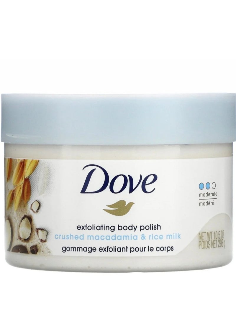 Dove exfoliating body polish crushed macadamia & rice milk 298g 