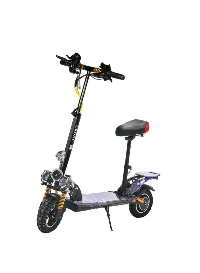 Crony V10+ LED Electric Scooter for Adults, 1500W High-Speed Brushless Motor, 48V/12AH Battery, 68KM/H Max Speed, 45KM Range, Foldable Off-Road E-Scooter with Dual Suspension, Disc Brakes, Bluetooth Speaker, LCD Display, LED Lights, Rear-View Mirror, Aluminum Frame, Heavy Duty Urban Commuter Scooter, Portable and Smart App-Connected Mobility Solution - Image 1