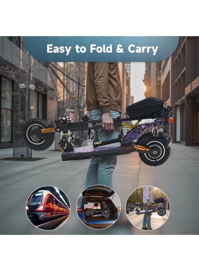 Crony V10+ LED Electric Scooter for Adults, 1500W High-Speed Brushless Motor, 48V/12AH Battery, 68KM/H Max Speed, 45KM Range, Foldable Off-Road E-Scooter with Dual Suspension, Disc Brakes, Bluetooth Speaker, LCD Display, LED Lights, Rear-View Mirror, Aluminum Frame, Heavy Duty Urban Commuter Scooter, Portable and Smart App-Connected Mobility Solution - Image 5