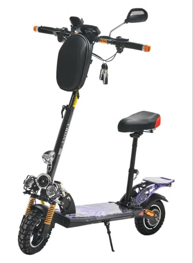 V10+ LED Electric Scooter for Adults, 1500W High-Speed Brushless Motor, 48V/12AH Battery, 68KM/H Max Speed, 45KM Range, Foldable Off-Road E-Scooter with Dual Suspension, Disc Brakes, Bluetooth Speaker, LCD Display, LED Lights, Rear-View Mirror, Aluminum Frame, Heavy Duty Urban Commuter Scooter, Portable and Smart App-Connected Mobility Solution