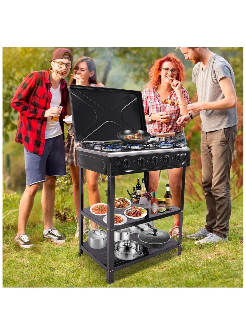 PRIMO PLUS Natural Gas Kitchen Stove with Lid and Adjustable Fire Control, 2-Tier Freestanding Storage Rack for Apartments, Outdoors, and RVs - Image 4