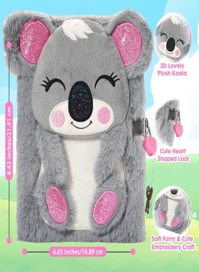 YOYTOO Koala Gifts for Girls, Kids Koala Plush Toys Set with Pillow, Secret Diary, Ballpoint Pen, Stickers, Birthday Gifts for Little Girls Age 5 6 7 8 9 10-12 Years Old - Image 3