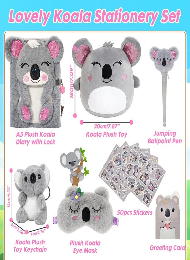 YOYTOO Koala Gifts for Girls, Kids Koala Plush Toys Set with Pillow, Secret Diary, Ballpoint Pen, Stickers, Birthday Gifts for Little Girls Age 5 6 7 8 9 10-12 Years Old - Image 2