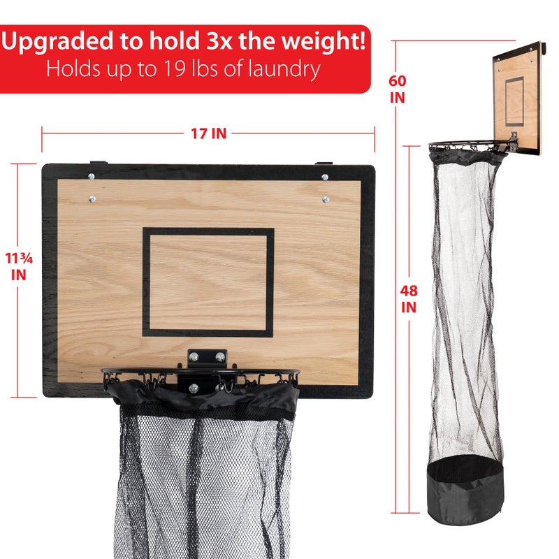 Fury Strike Wooden Basketball Hamper – Basketball Hoop Laundry Basket Over the Door – Basketball Room Decor - Image 4