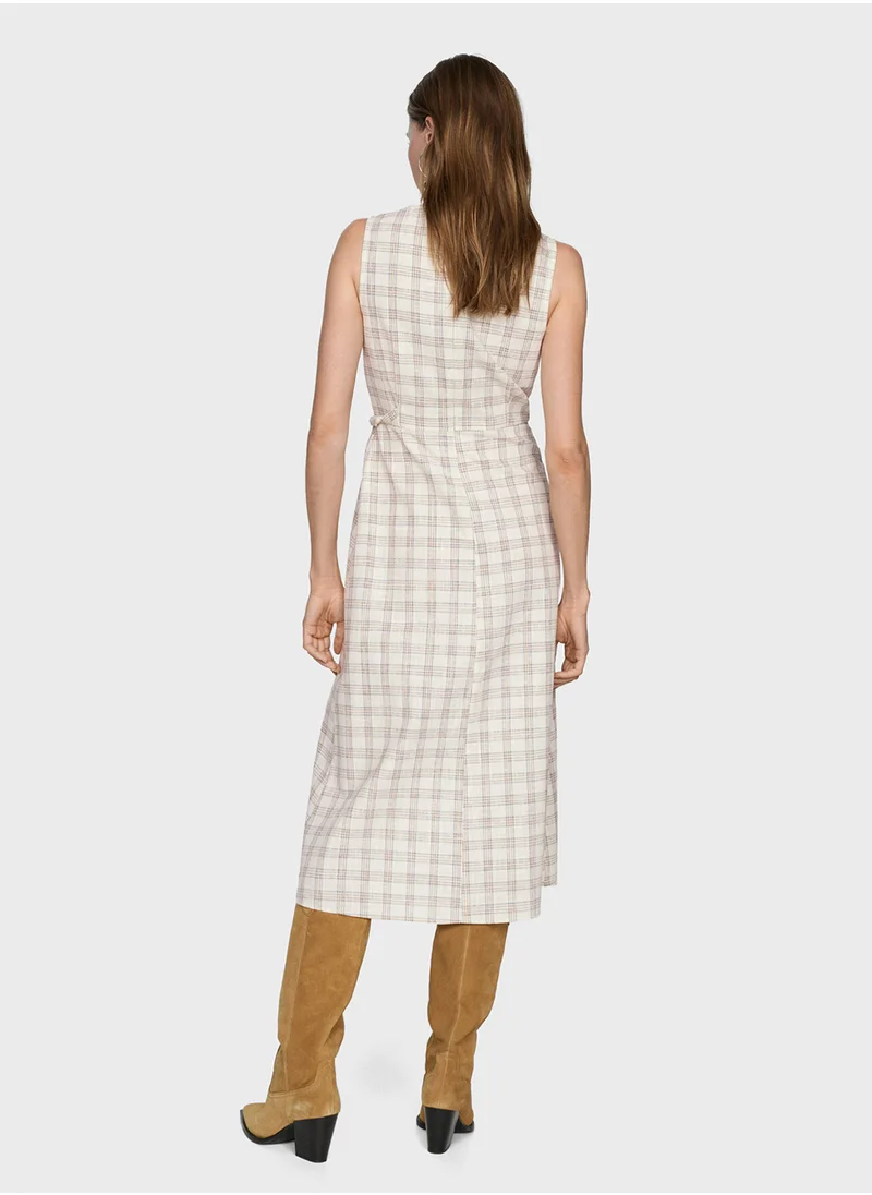 MANGO Check-Print Midi-Dress