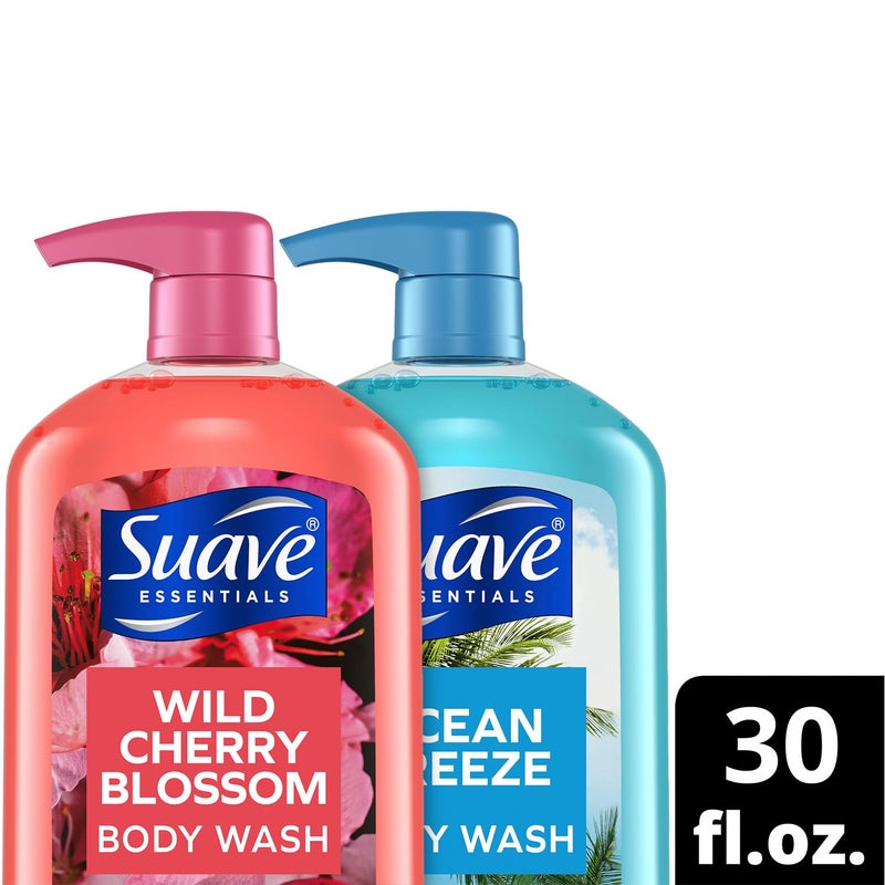 Suave Body Wash Variety Bundle â€“ Ocean Breeze 2-Pack & Wild Cherry Blossom, Gentle & Moisturizing Body Washes with Vitamin E, 30 Oz Ea (3 Piece Set) - Image 3