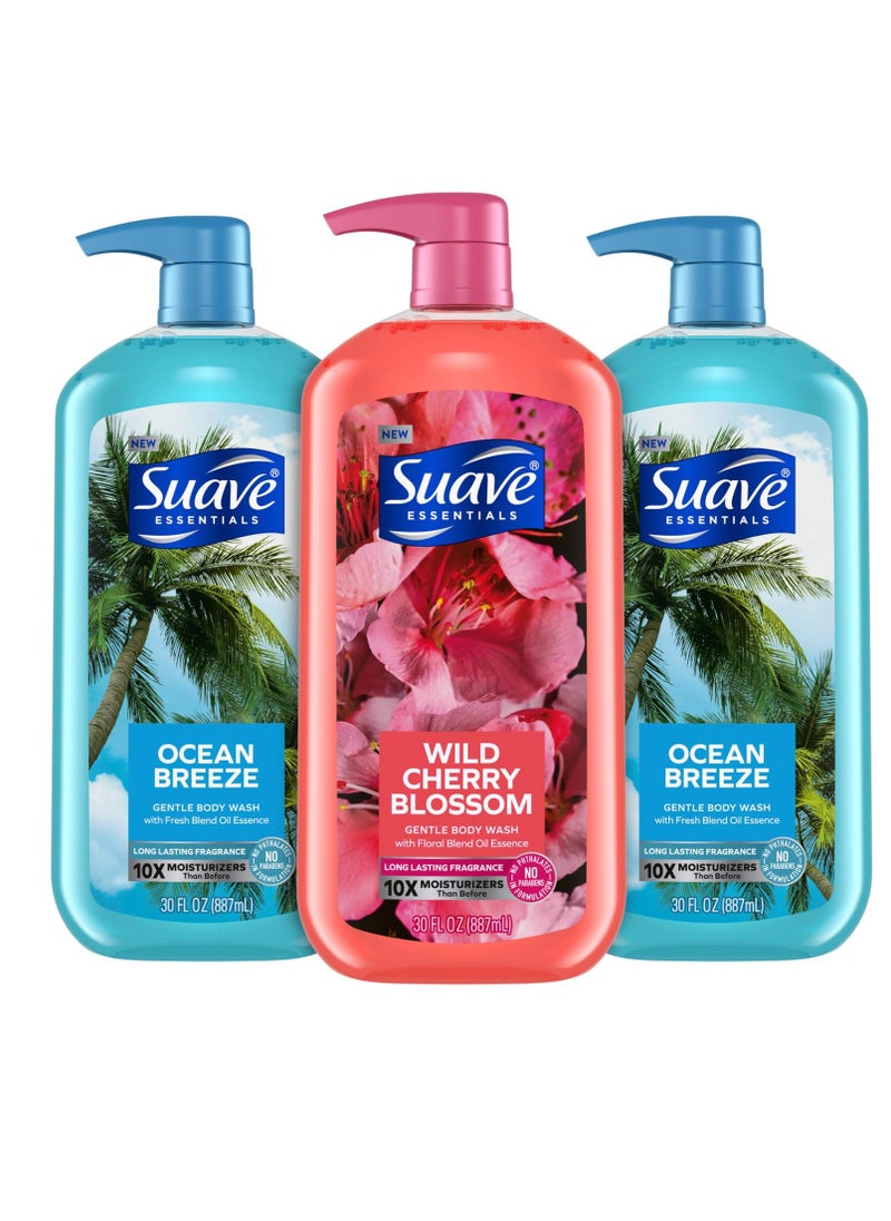 Suave Body Wash Variety Bundle – Ocean Breeze 2-Pack & Wild Cherry Blossom, Gentle & Moisturizing Body Washes with Vitamin E, 30 Oz Ea (3 Piece Set) - pzsku/Z2B45BBD72C258B46C01DZ/45/_/1740401049/e528db2b-a8ae-43c5-94cc-ed05eb2a4b6c