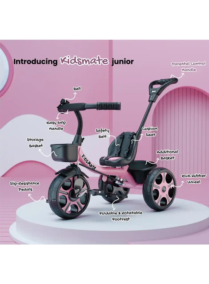 kidmate Kidsmate Junior Tricycle for Kids with Parental Control | Cycle for Kids 1-4 Years | Pink - Image 4