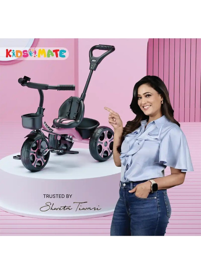 kidmate Kidsmate Junior Tricycle for Kids with Parental Control | Cycle for Kids 1-4 Years | Pink - Image 3