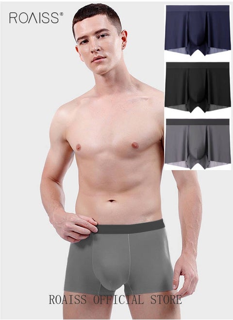 3 Pack of Briefs Ice Silk Refreshing Silky Lightweight Breathable Seamless Youth for Men Summer