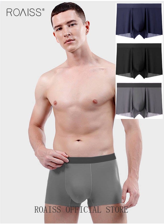 3 Pack of Briefs Ice Silk Refreshing Silky Lightweight Breathable Seamless Youth for Men Summer