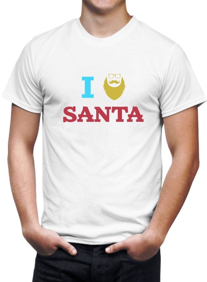 Mens Soft T shirt Printed I Love Santa  - Image 1