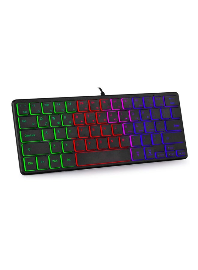 general USB wired mini keyboard colorful luminous gaming keyboard computer notebook 64key keys - Image 1