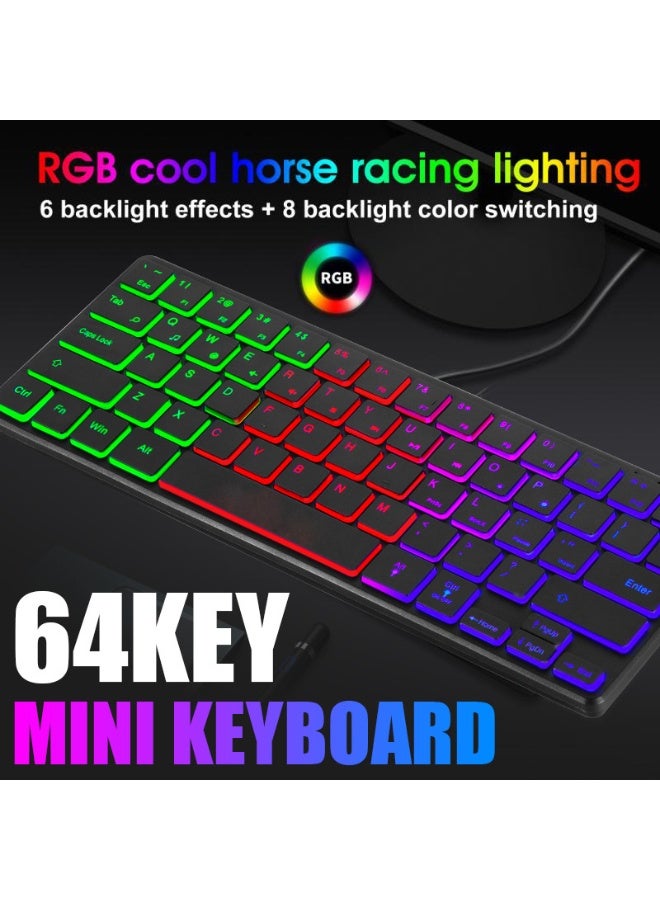 general USB wired mini keyboard colorful luminous gaming keyboard computer notebook 64key keys - Image 2