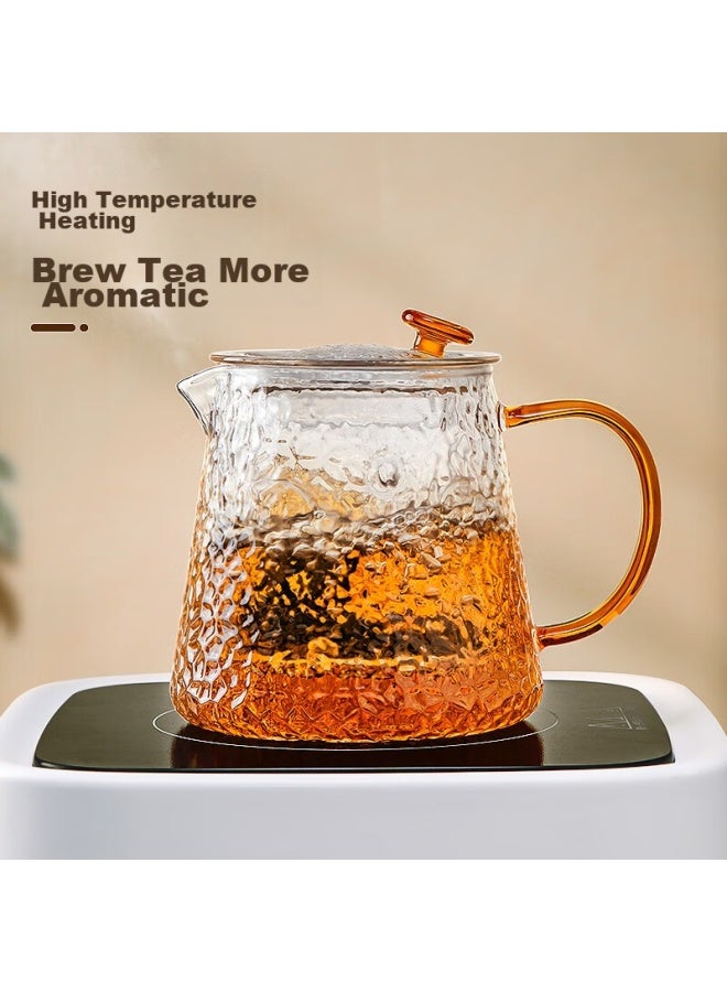 Yihutea Glass Tea Infuser Mug With Separation, Heat-resistant Borosilicate Small Tea Set For Office, Floral Tea Steeping Cup With Filter - Image 1
