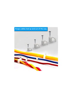 HI PLASST PINS N PLUGS HiPLASST 8mm100pcs Wire Fastener Circle Cable Clips with Metal Nails for Cable Management Cord Organizer round wire clamps for Hanging Cables Fitting on wall White Pack of 100 8 mm  - Image 5