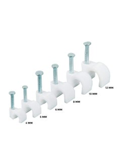 HI PLASST PINS N PLUGS HiPLASST 8mm100pcs Wire Fastener Circle Cable Clips with Metal Nails for Cable Management Cord Organizer round wire clamps for Hanging Cables Fitting on wall White Pack of 100 8 mm  - Image 2