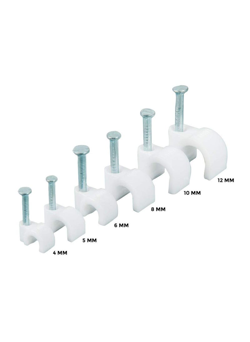 HI PLASST PINS N PLUGS HiPLASST 8mm100pcs Wire Fastener Circle Cable Clips with Metal Nails for Cable Management Cord Organizer round wire clamps for Hanging Cables Fitting on wall White Pack of 100 8 mm  - Image 2