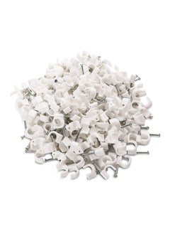 HI PLASST PINS N PLUGS HiPLASST 8mm100pcs Wire Fastener Circle Cable Clips with Metal Nails for Cable Management Cord Organizer round wire clamps for Hanging Cables Fitting on wall White Pack of 100 8 mm  - Image 3