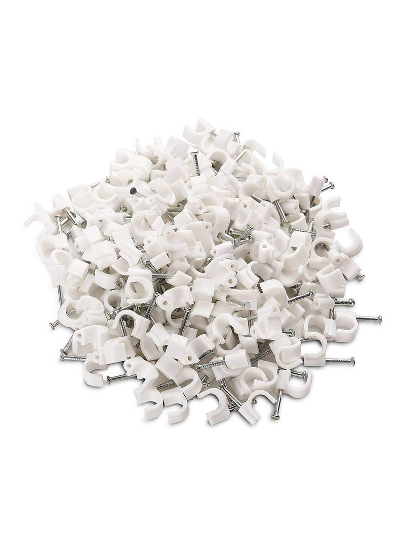 HI PLASST PINS N PLUGS HiPLASST 8mm100pcs Wire Fastener Circle Cable Clips with Metal Nails for Cable Management Cord Organizer round wire clamps for Hanging Cables Fitting on wall White Pack of 100 8 mm  - Image 3