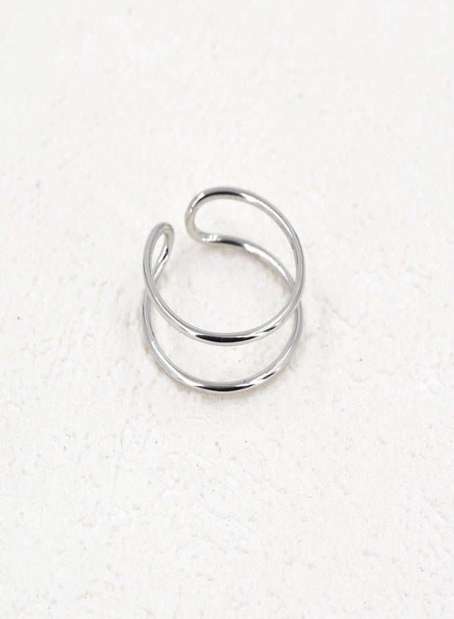 LEMON GRASS Sterling Silver Simple Band Ring Open Ring Ajustable Wide Band Line Rings - Image 4