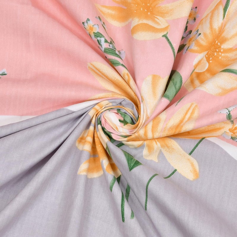 EasyGoods Super Soft Twilight Floral Bedsheet Bedsheet for Double Bed King Size Double Bedsheet with 2 Pillow Covers Premium Printed Flat Bed Sheet 106x107 inchPink - Image 3