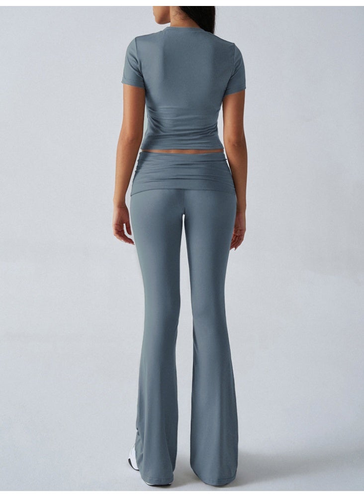 general 2025 - 2026 Leisure Solid Color Slim-Fitting Short-Sleeved Pants Set - Image 2