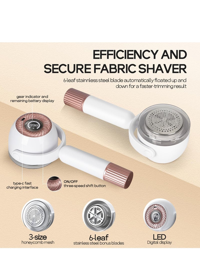 SYOSI - Rechargeable Fabric Shaver Efficient and Durable Lint Remover Portable Sweater Shaver with 3 Speeds LED Digital Display and 6 Leaf Blades Lint Remover for Clothes Carpets Sofas and Furniture - Image 1