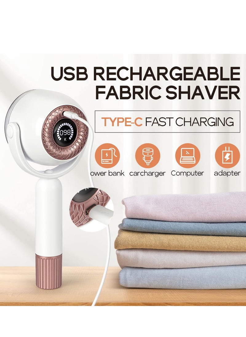 SYOSI - Rechargeable Fabric Shaver Efficient and Durable Lint Remover Portable Sweater Shaver with 3 Speeds LED Digital Display and 6 Leaf Blades Lint Remover for Clothes Carpets Sofas and Furniture - Image 1