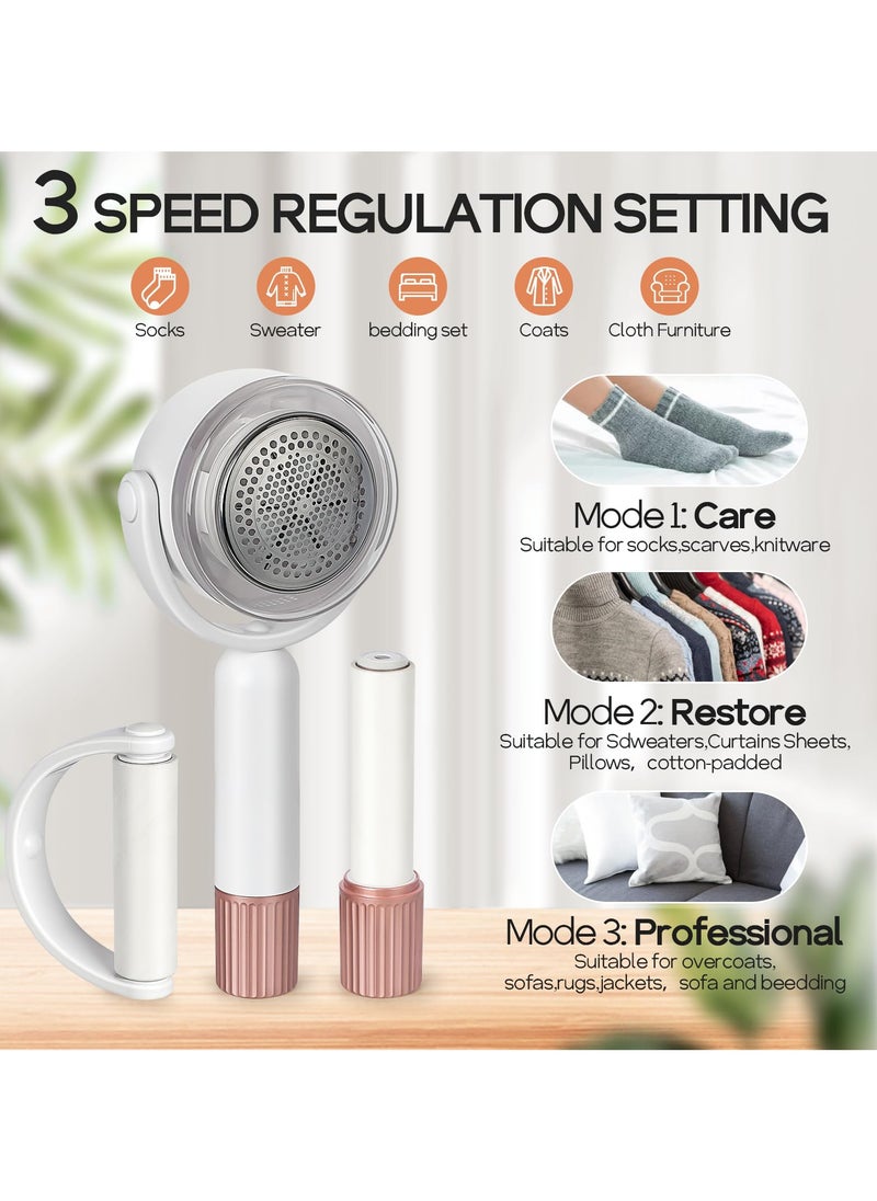 SYOSI - Rechargeable Fabric Shaver Efficient and Durable Lint Remover Portable Sweater Shaver with 3 Speeds LED Digital Display and 6 Leaf Blades Lint Remover for Clothes Carpets Sofas and Furniture - Image 1