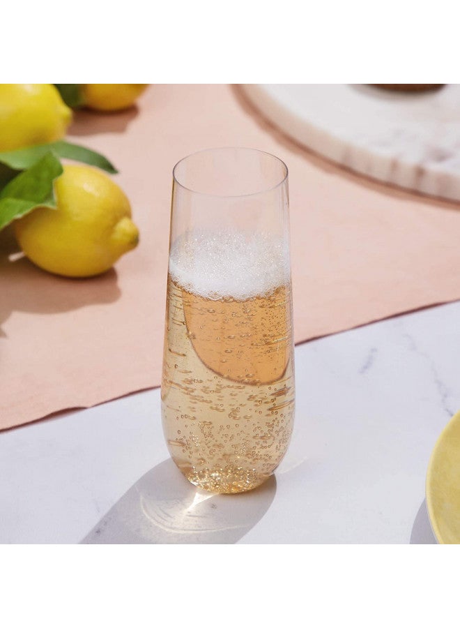 Prestee 24-Pack Stemless Plastic Champagne Flutes - 9 oz Clear Disposable Glasses for Wine, Cocktails, Mimosas - Champagne Flutes Plastic for Parties and Celebrations - Image 3