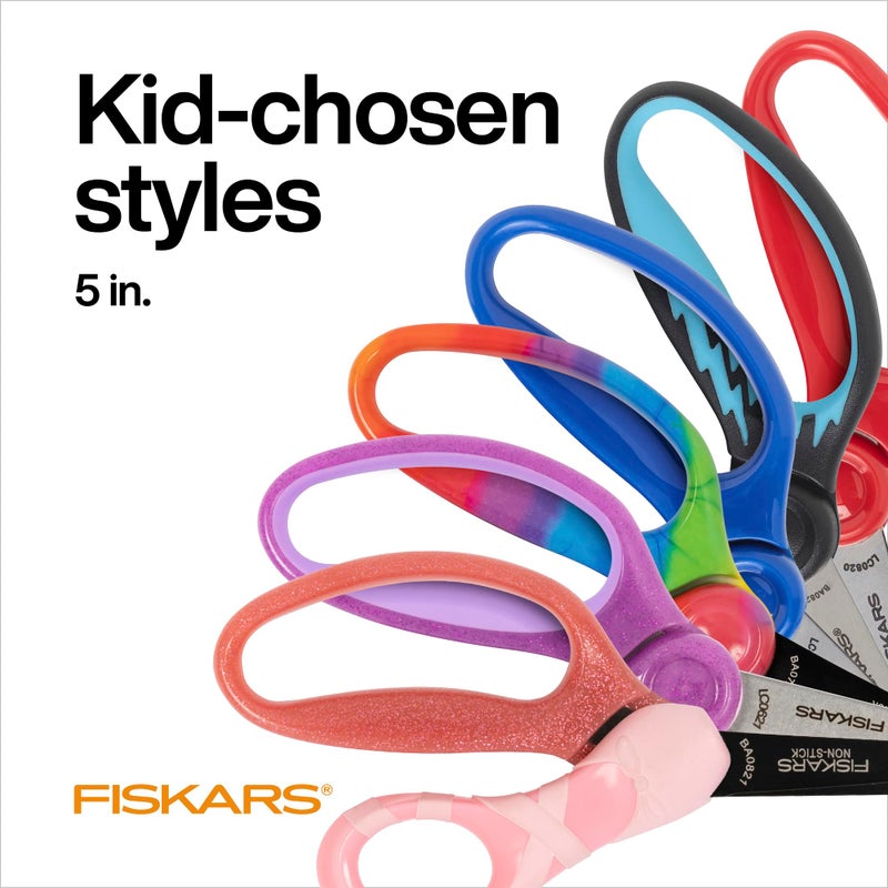 Fiskars 5" SoftGrip Pointed-Tip Kids Scissors for Kids Ages 4-7, Scissors for School or Crafting, Back to School Supplies, Colors May Vary - Image 3