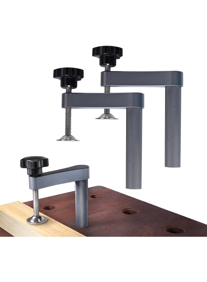 2pcs Bench Dog Clamp, Stable Holdfast Dog Hole Clamp,Adjustable Table Aluminum Table Clamps for Woodworking Tools (Material : 19MM) - Image 4