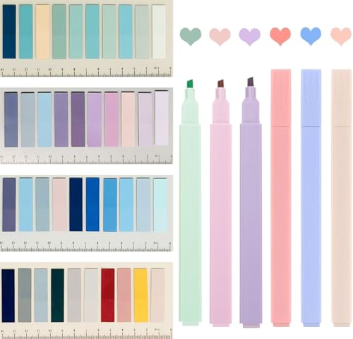 Wddeevoi Sticky Book Tabs with Highlighers 800 PCS Annotation Tabs for Annotating Books Moran and di Writable Page Flags Marker Sticky Notes Index Tabs for Files Classification 6 PCS Highlighters - Image 1
