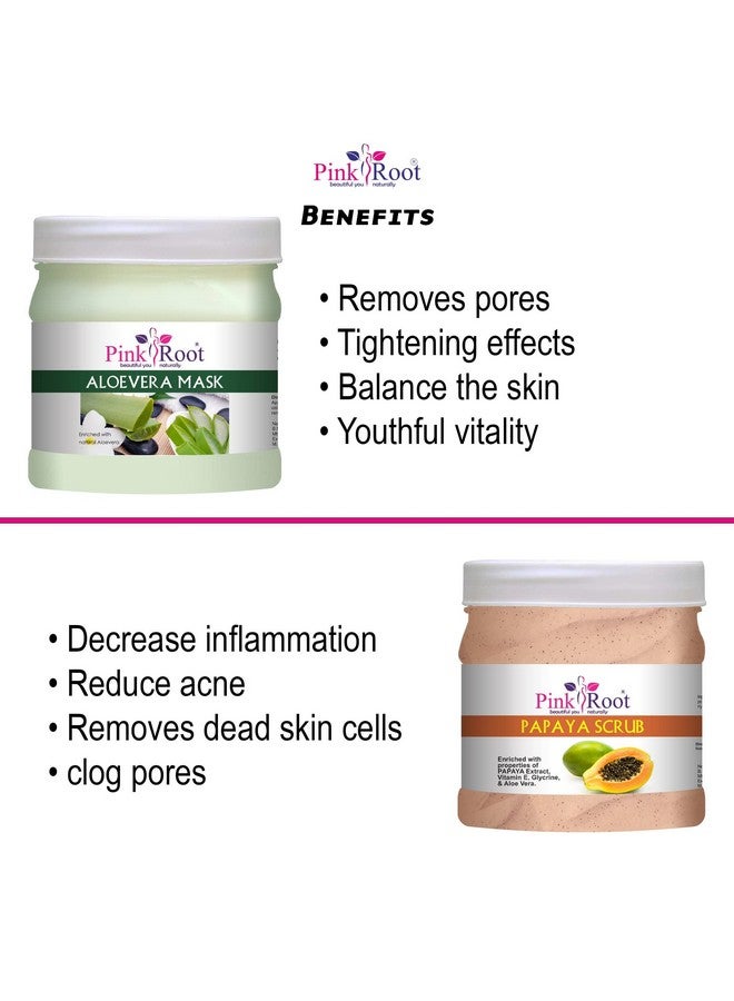 Pink Root Pink Root Aloe Vera Mask 500ml with Papaya Scrub 500ml - Image 5