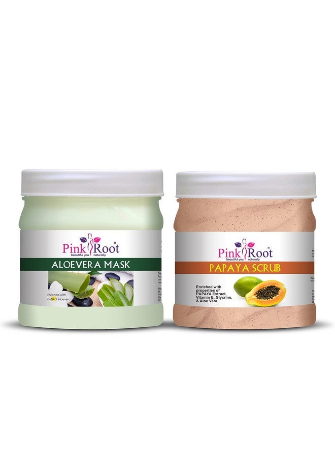 Pink Root Pink Root Aloe Vera Mask 500ml with Papaya Scrub 500ml - Image 1
