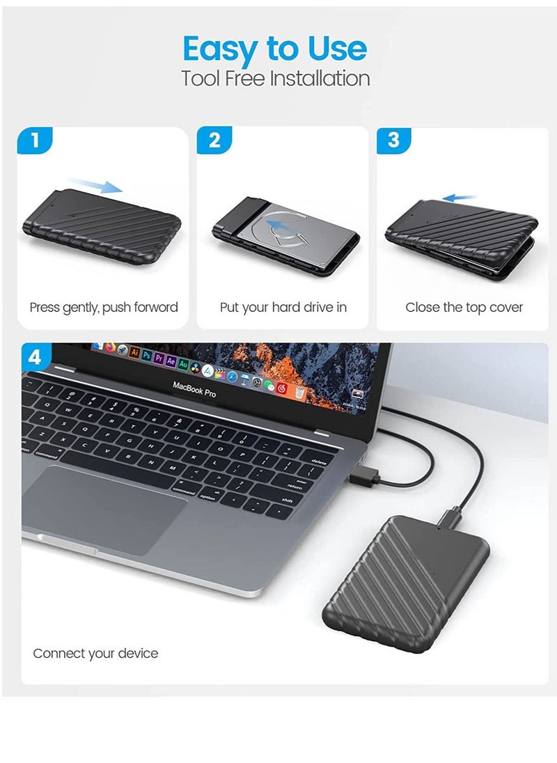 KASTWAVE - 2.5 inch External Hard Drive SSD Enclosure USB 3.0 to SATA3 7mm and 9.5mm SATA HDD SSD Tool with UASP Supported for PC Laptop and Mac - Image 1