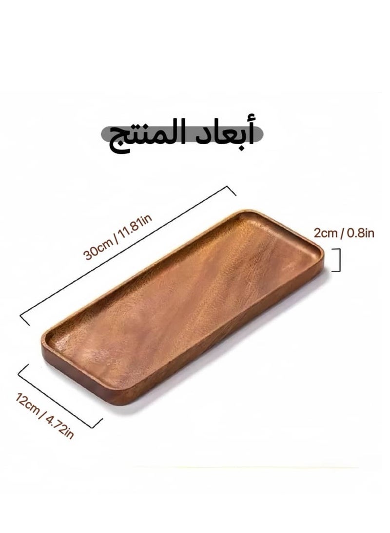 NayZaan Walnut Coffee Wood Serving Tray, Bedside Tea & Breakfast Tray, Classic Wooden Decorative Tray, Appetizer & Dessert Plate, Kitchen Cheese Board, Rectangular Snack & Dessert Tray, Brown Rectangular (30x12x2cm) - Image 4
