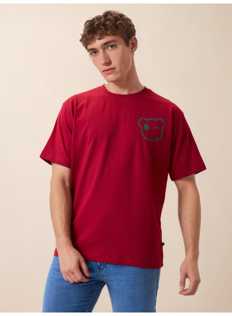 STATUS QUO Oversized Maroon T-shirt with Back Typography Print - Image 5