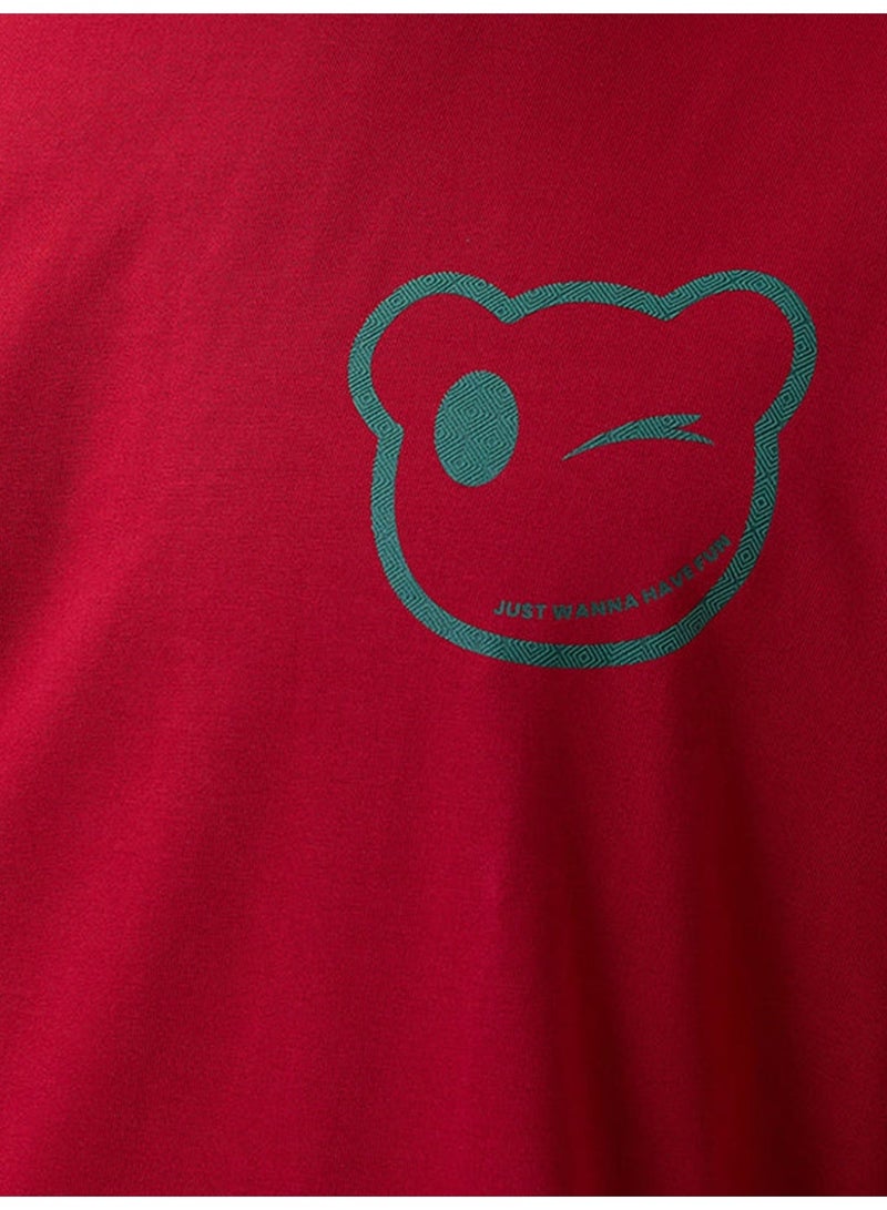 STATUS QUO Oversized Maroon T-shirt with Back Typography Print - Image 3