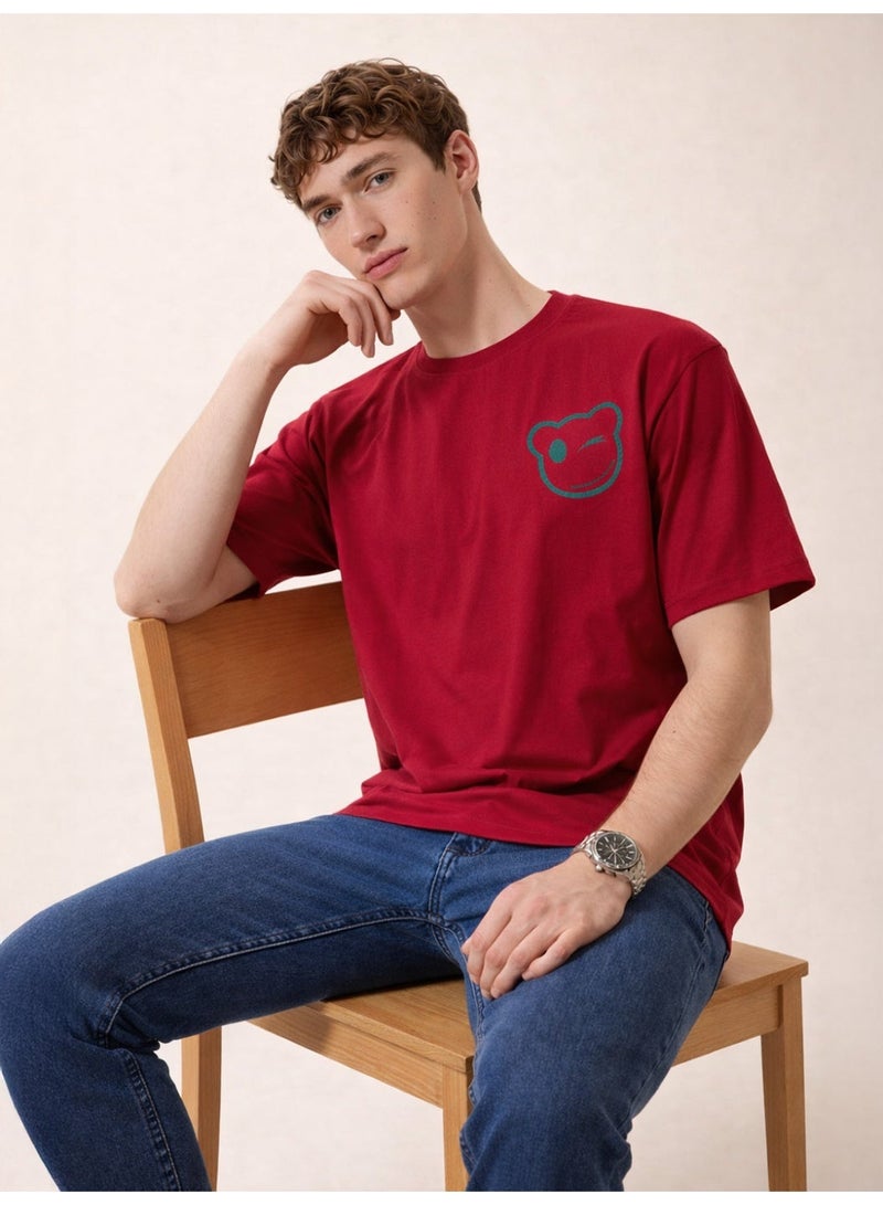 STATUS QUO Oversized Maroon T-shirt with Back Typography Print - Image 2