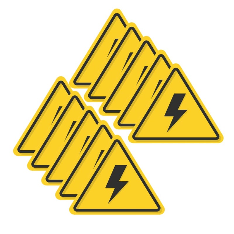 Haobase 10 Pcs Danger Symbol Electrical Hazard Warning Safety Sign Sticker - 5 cm x 4.2 cm - Self Adhesive Vinyl - Image 1