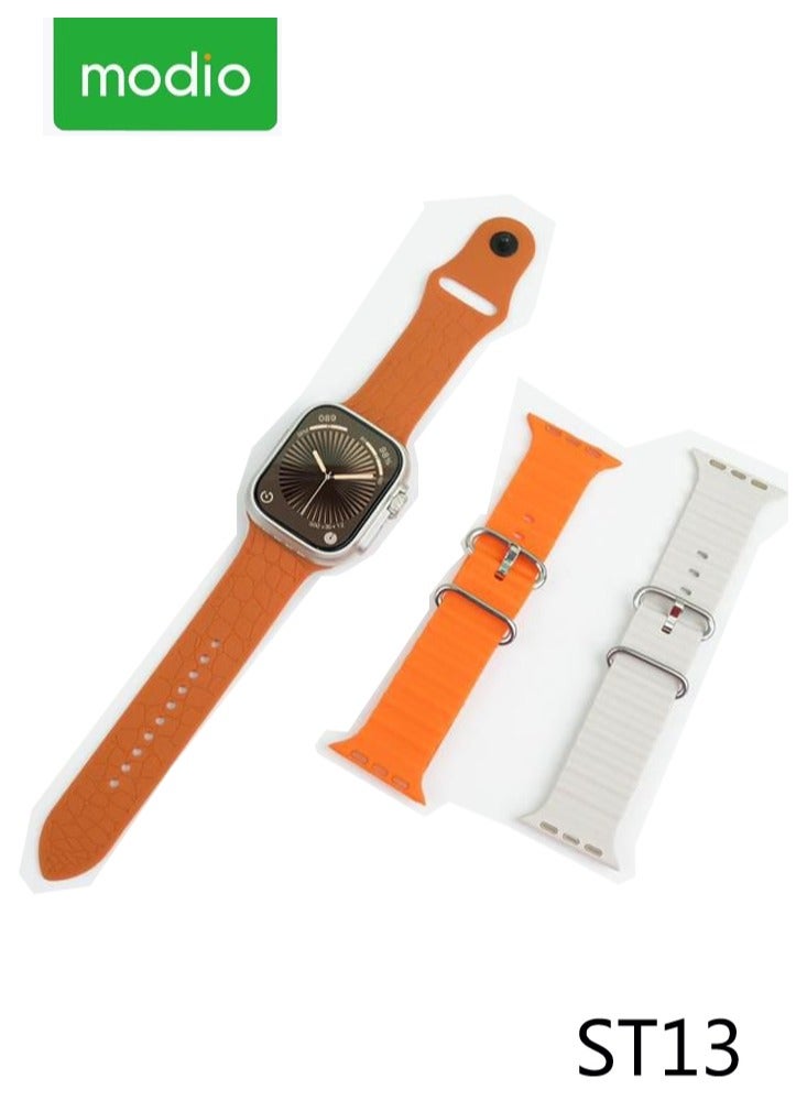 موديو ساعة موديو الذكية ST13 بشاشة كاملة 2.2 بوصة، فتحة بطاقة SIM، مع 3 أزواج من الأساور وكابل شحن، مصممة للسيدات والرجال - Image 2