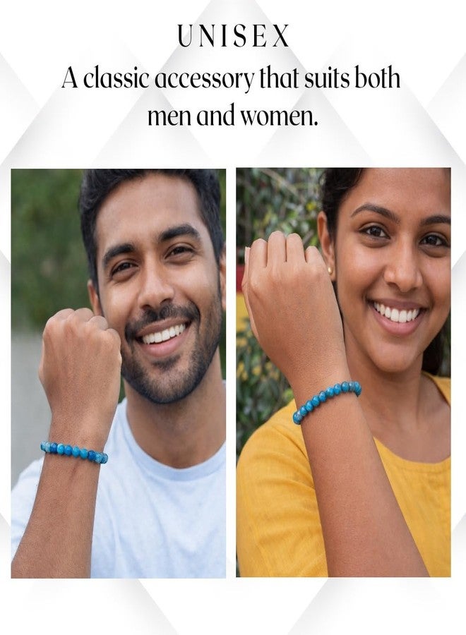 ARE - Aeora Rocks : Blue Apatite Bead Bracelet for Motivation, Clarity, and Personal Growth - for Men and Women (Size-8mm) - Image 3